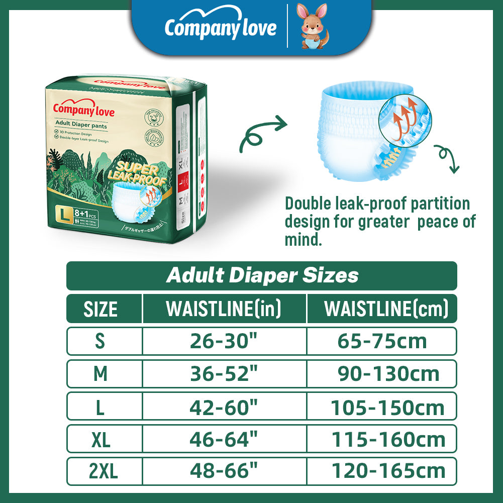 [Free shipping] Company Love Adult Diaper Strong absorption S/M/L/XL/XXL(9pcsx9packs) Pants Leak-Proof
