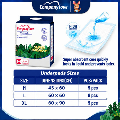 [LUZON Free shipping] Company love Disposable Underpad Incontinence pad 9 Pieces × 14 Packs, M–XL