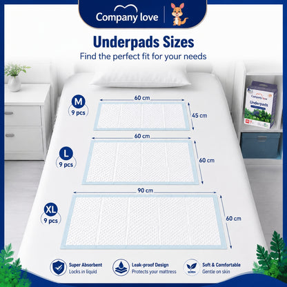 [LUZON Free shipping] Company love Disposable Underpad Incontinence pad 9 Pieces × 14 Packs, M–XL