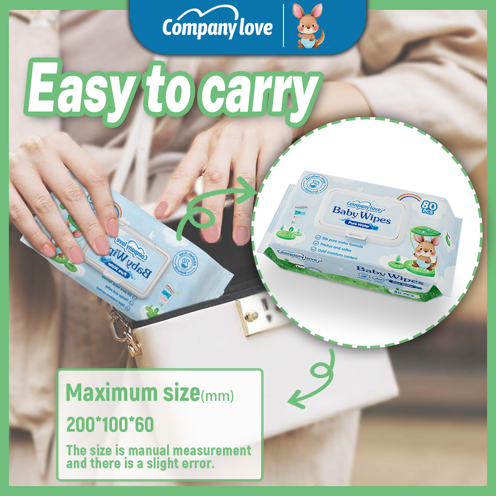 [Free shipping]Company Love 80pieces/12packs Non-Alcohol Unscented Free Gentle Disposable Travel Size Wet Wipes