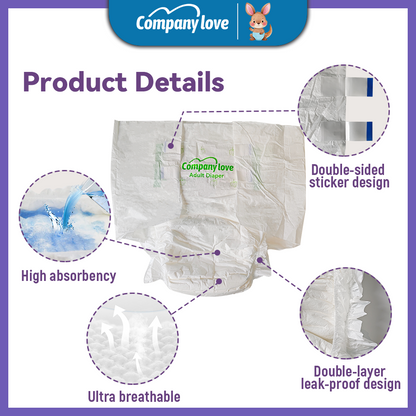 Company love Ultra-high Quality Adult Tape Diapers 9 Pieces × 7 Packs, M–XL