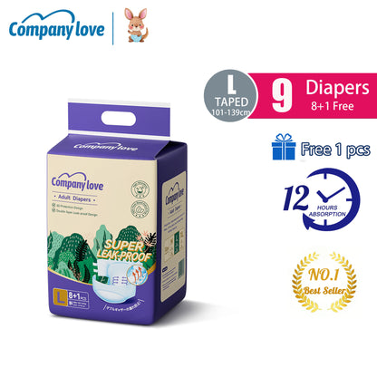 Company love Ultra-high Quality Adult Tape Diapers 9 Pieces × 7 Packs, M–XL
