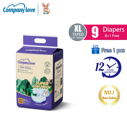 Company love Ultra-high Quality Adult Tape Diapers 9 Pieces × 7 Packs, M–XL