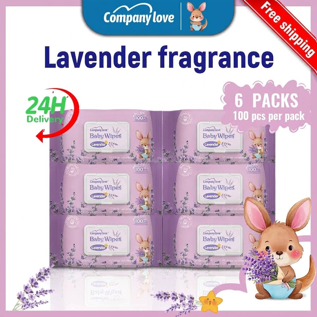 [MINDANAO Free shipping] Company Love Lavender Baby Wipes, 100 Sheets × 6 Packs